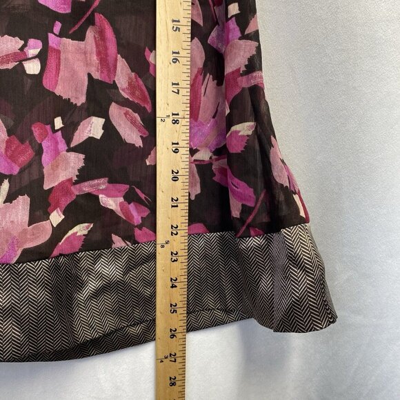 Lane Bryant Sheer V-Neck Short Flutter Sleeve Blouse Women Sz 14/16 Brown Floral - Picture 3 of 13